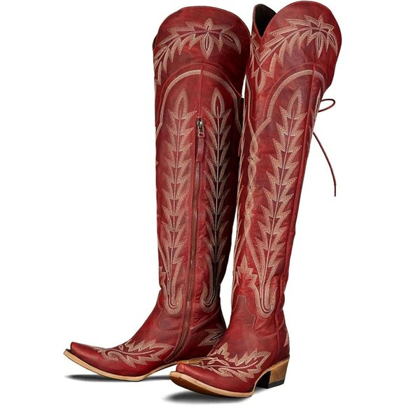 MissHee Cowgirl Boots Womens Rad Polyurethane (PU) Adjustable Thigh - Picture 1 of 7